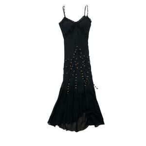 Sue Wong Silk Strappy Long Dress with Beading / Rosettes